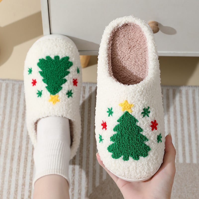 Christmas Home Slippers Cute Cartoon Santa Claus Cotton Slippers For Women And Men Couples Winter Warm Furry Shoes Christmas Home Slippers Cute Cartoon Santa Claus Cotton Slippers For Women And Men Couples Winter Warm Furry Shoes
